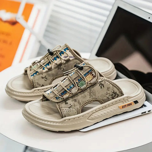 Men's Slip-On Casual Beach Sandals - Soft Non-Slip Rubber Sole