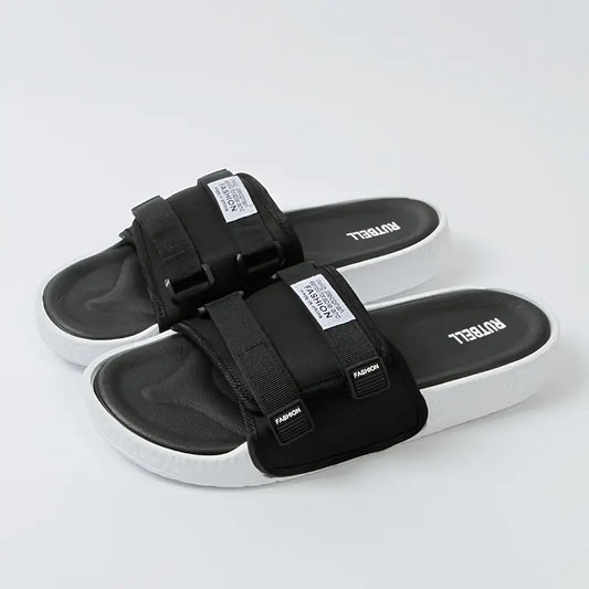 Quickni Unisex Lightweight Slides - Comfortable Gray Fabric Slippers
